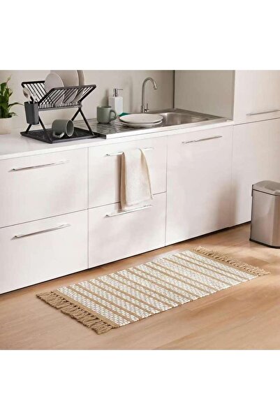 PAN HOME Eileen Recycle Dhurrie With Fringe 60x90cm - Beige