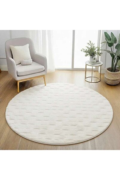 PAN HOME Fontana Soft Touch Shaggy Rug Dia 160cm - Ivory