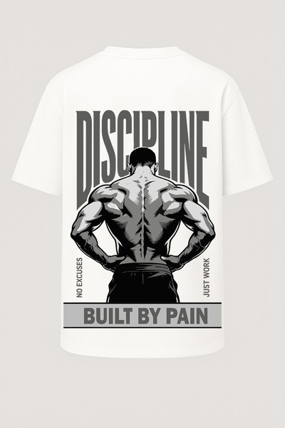 nirvoda Oversized Disiplin Fitness Gym Printed T-Shirt - Large Print - Wide Cut