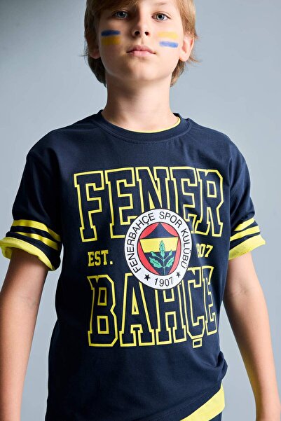 DeFacto Fenerbahçe New Regular Fıt Bisiklet Yaka Kısa Kollu Siyah Tişört Erke...
