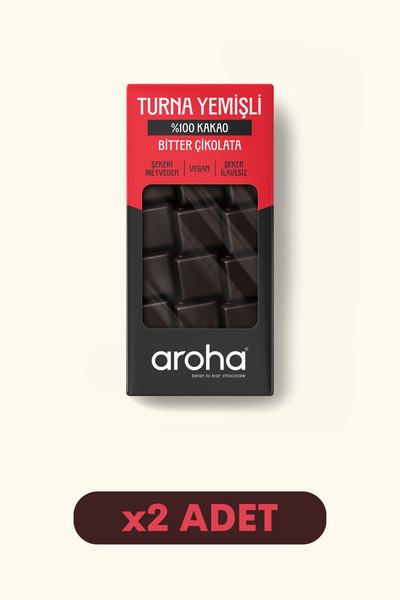 AROHA %100 Kakao Turna Yemişli Şeker Ilavesiz Bitter Çikolata 2'li Paket (110...