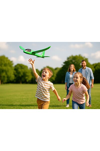 TOYFEST Köpük Dev Fırlatma Uçak – 45 CM – Tekli Yeşil Model
