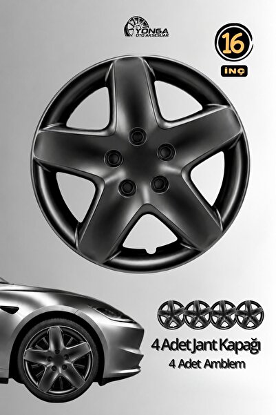 YONGA OTO AKSESUAR RENAULT FLUENCE 16 İnç Jant Kapağı 4'lü Set Piano Black + ...