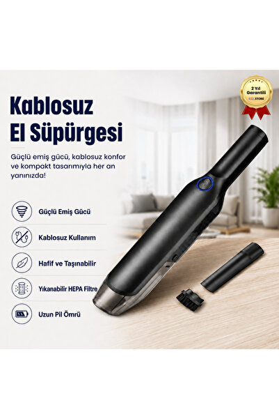 hızlı store Rooty Güçlü Vakum 80W Portatif Taşınabilir Şarjlı Araç Ev Süpürge...