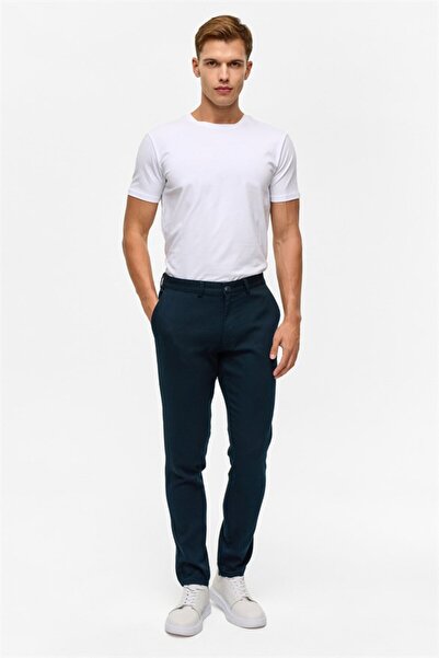 SÜVARİ Lacivert Slim Armürlü Pantolon