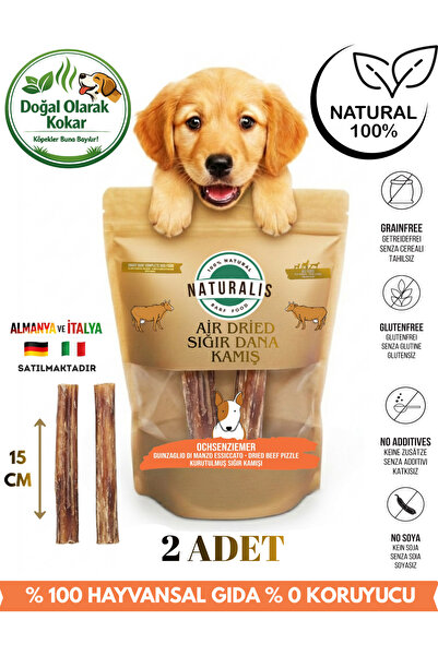 Dana Kamış (Bully Stick) 15 cm %100 Doğal Kurutulmuş Çiğnemelik Köpek Ödül Maması ve Çubuğu 2 Adet