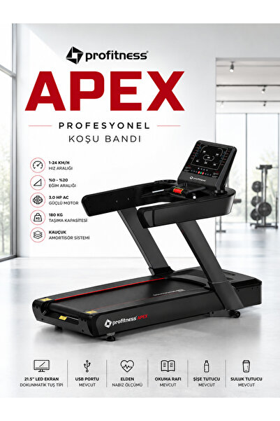 Profitness APEX Profesyonel AC Motorlu Koşu Bandı 24 km/h %20 Eğim