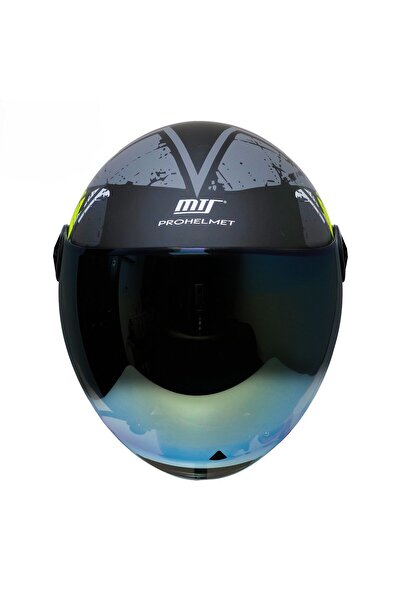 ebakbak Motosiklet Yarım Kask Siyah Vizör R22.06 Sertifika Fiber Material Neo...