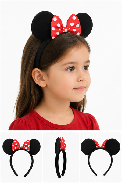 TOYFEST Kruna sa ušima Minnie Mouse – Paket od Tačkasti dezen crvenih mašni z...