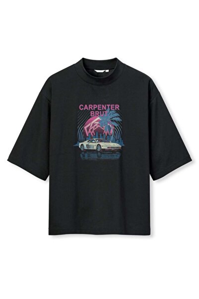 buzagi tasarım ürünleri Carpenter Brut Digital Print Oversize Black Unisex T-...