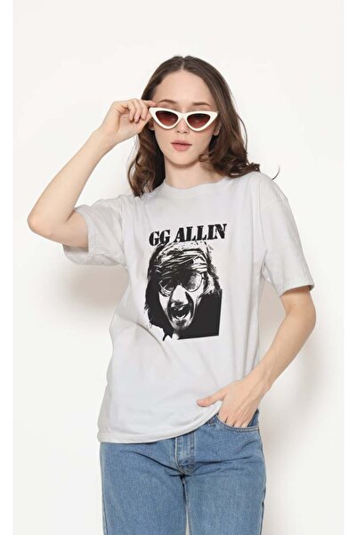 buzagi tasarım ürünleri Gg Allin Regular Fit Unisex White T-Shirt