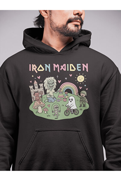 buzagi tasarım ürünleri سويت شيرت بقلنسوة للجنسين من Iron Maiden
