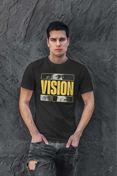 buzagi tasarım ürünleri Vision Regular Fit Black Unisex T-Shirt