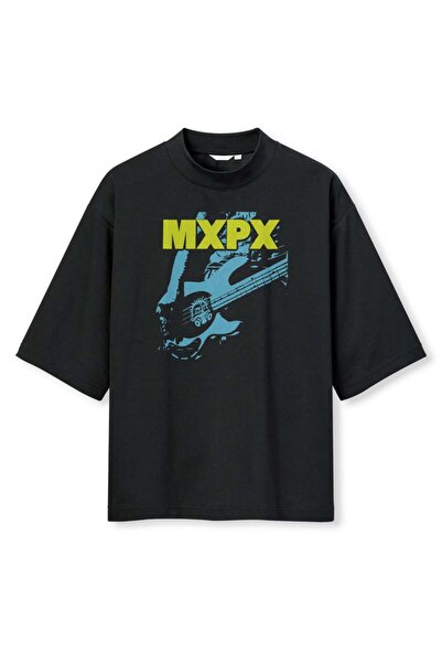 buzagi tasarım ürünleri Mxpx Digital Printing Oversize Black Unisex T-Shirt