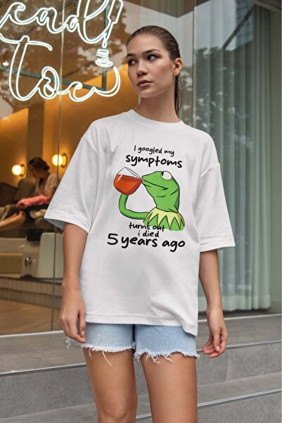 buzagi tasarım ürünleri Sarcastic Oversize Unisex White T-Shirt