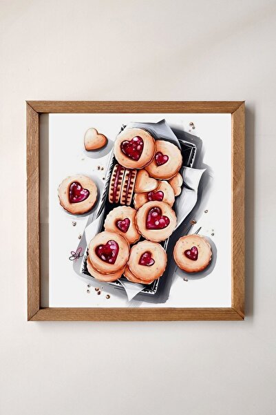 Tooall Watercolor Effect Heart Cookie Painting with Wooden Frame, Watercolor