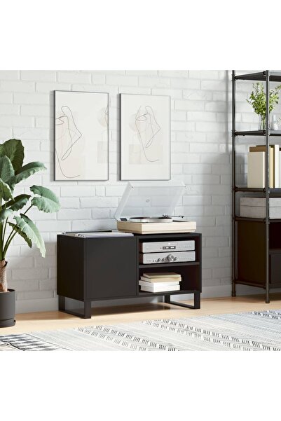 Concept Dulap pentru discuri, negru, 85x38x48 cm, lemn prelucrat