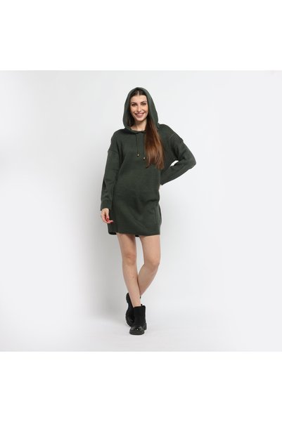 mica بلوزة نسائية شتوية طويلة بغطاء رأس وأكمام طويلة