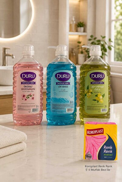 Duru MUTLULUK SERİSİ 3'lü SET X 3 litre / Değerli Çiçek Bahçesi-Okyanus-Zeyti...