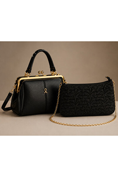 MODAMARKM Stylish Modern Double Bag Set with Shiny Embroidery Detail, Crossbo...