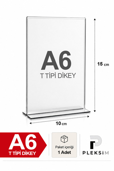 ulusoypleksi 1 Adet A6 T Tipi Dikey 10,5X15 Cm Şeffaf Pleksi Föylük Resimlik ...