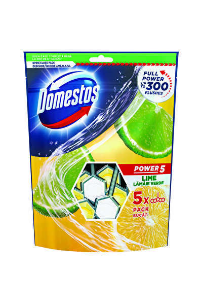 Domestos Odorizant pentru toaletă Power 5 Maxi Pack Lime, 5 x 55 g