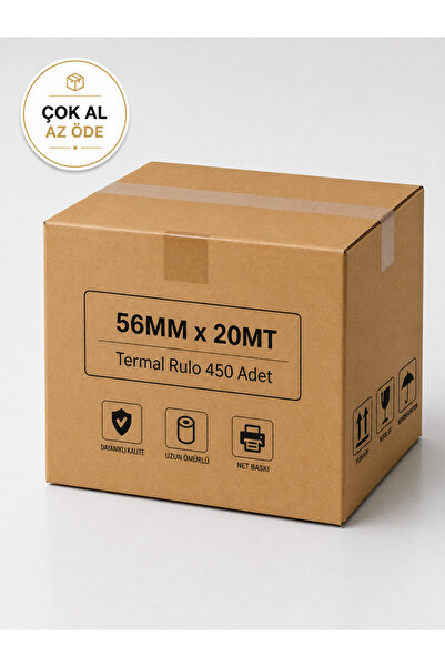 KHR 56X20 MT Termal Pos Rulosu (450 Adet) - (1 Koli)Yüksek Kaliteli Yazarkasa...