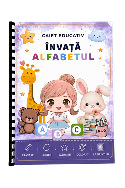 SuperJucarii Caiet Educativ Învață Alfabetul – 31 Litere, Peste 60 de Activit...