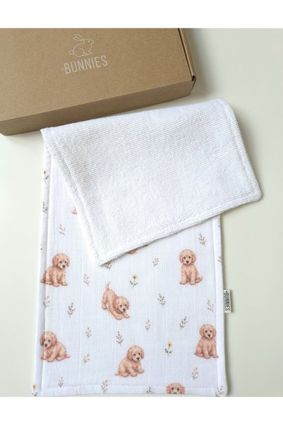 jr.bunnies Jr Bunnies Dog Patterned Shoulder Diaper 100% Cotton Towel Muslin Baby Shoulder Cover 20X43 cm