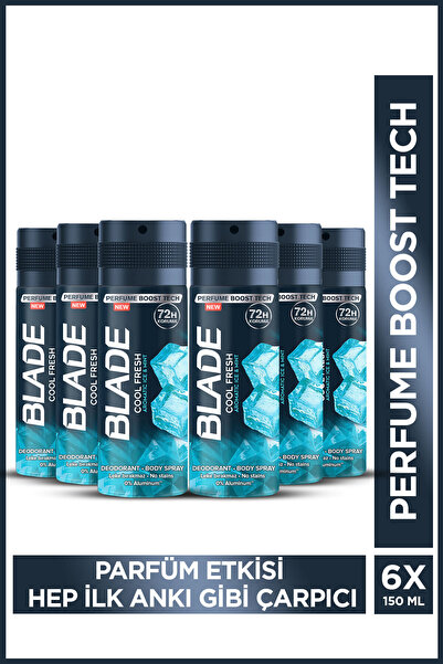 Blade Cool Fresh Erkek Alüminyumsuz Deodorant Body Spray 6x150ml Hızlı Kurur,...
