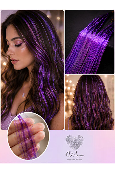 Darya DD223 Işıltılı Mor Simli Tinsel Saç Uzatma - Purple Hair