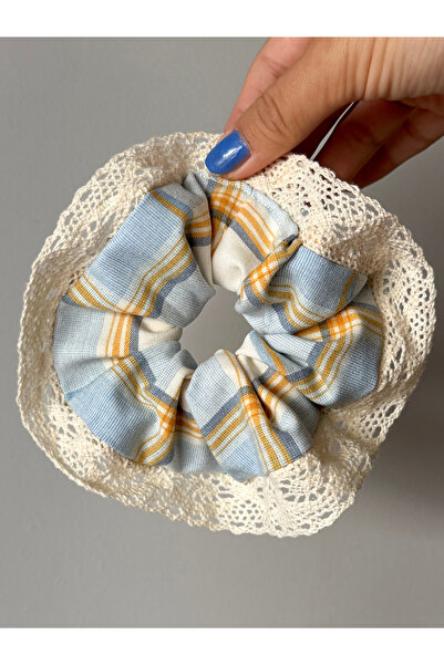 Noestudio Ekose Desenli Dantel Detaylı Donut Toka Scrunchie Saç Tokası | El Y...
