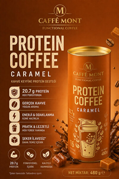 CAFFEMONT PROTEIN COFFEE CARAMEL - 16 SERVIS - 480 GR (Proteinli Kahve)