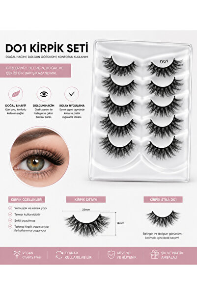 KORE LASHES Vizon Takma Kirpik 5'li Set