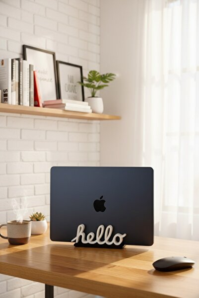 MEK حامل كمبيوتر محمول مكتبي بتصميم ريترو مكتوب عليه Hello