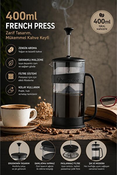 Tercih Home French Press - Barista Dayanıklı Malzeme Filtre Kahve ve Bitki Ça...
