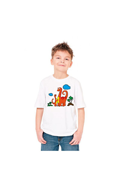 paint-wear Dinazor Ailesi Boyama Çocuk T-shirt 7-8 Yaş Trend