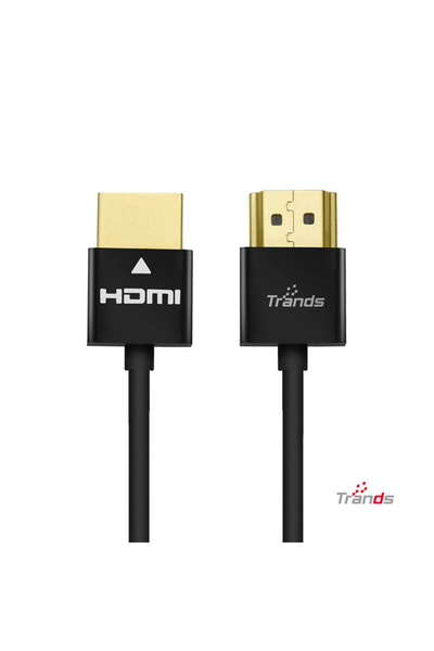 trands Ultra-Slim HDMI 2.0 Male to Male Cable (4K UHD, 60Hz, 3D, ARC, 24K Gold-Plated, 1m) - Black
