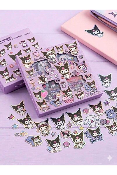 PeriMila Sanrio Karakterli 100 Parça Suya Dayanıklı Sticker Seti Kuromi Telef...