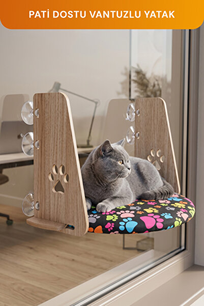 GOBYPET Vantuzlu Desenli, Yumuşak Kedi Cam Yatağı