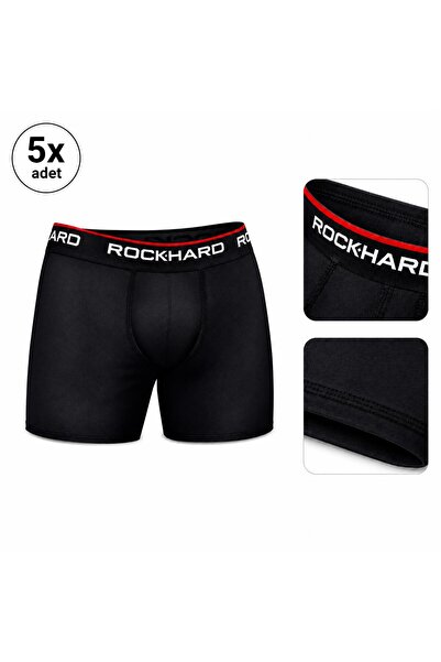 rockhard Erkek Çamaşır Pamuklu Bel Lastikli Düz BOXER 5'li Paket