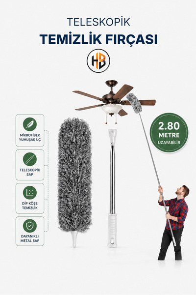 HOBİLON Teleskopik Uzatmalı Metal Saplı 2.80 Metre Uzayabilen Ulaşılamayan Bö...