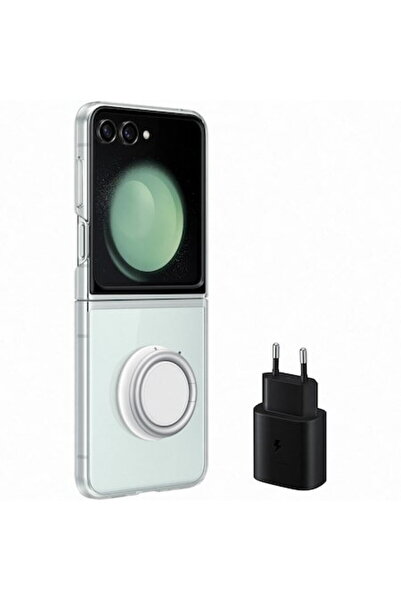 Samsung Husă transparentă pentru Galaxy Flip5, Transparentă + Încărcător de r...
