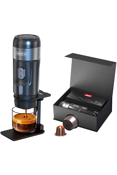 HIBREW Aparat de cafea portabil 3-în-1 cu presiune de 15 bari, cu adaptor și ...