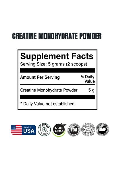 DR.FITNESS Creatine Monohydrate Pure 500 Grams Powder For Muscle Building Support as a Gym and Fitness Supplement - Unflavored 100 Servings