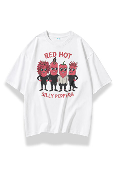 Fuddy Moda Μπλουζάκι Unisex Silly Peppers με στάμπα Oversize - Red Hot