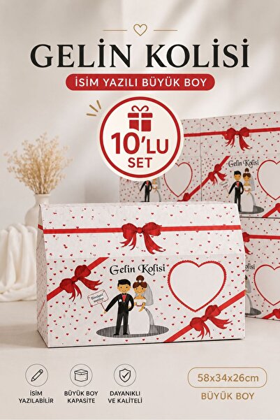 UMAY HOME İsim Yazılabilir Kişiye Özel Çeyiz Kolisi 58x34x26 cm Büyük Boy Gel...