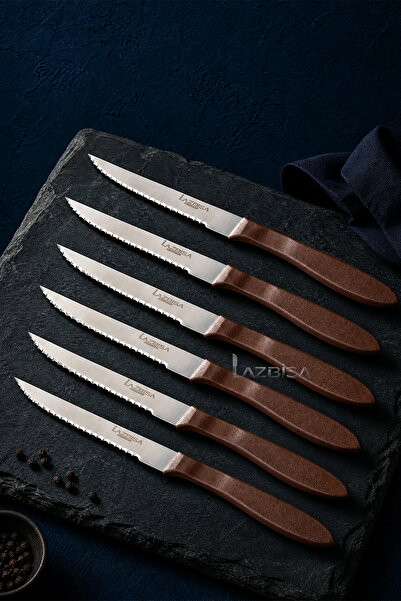 CASTLE KITCHEN Lazbisa Hand Caft Serisi Steak Mutfak Bıçak Seti 6'lı Steak Et...