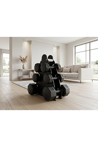 PS SPOR 3 SET SİYAH RENK DAMBIL SETİ ve STAND (1KG-2KG-3KG + STAND OLARAK GÖN...