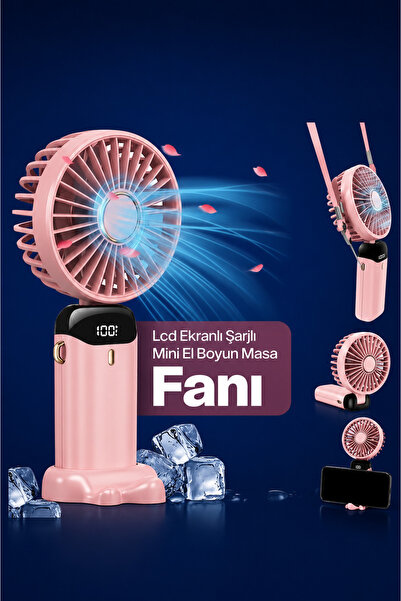 Fan Mini el fanı 5 kademeli şarjlı taşınabilir ipli el boyun masa üstü